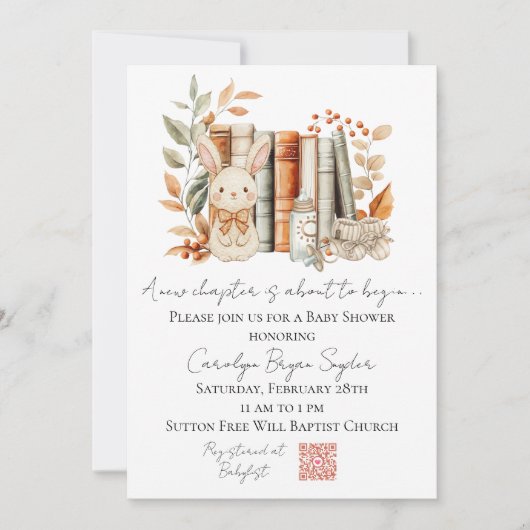 A New Chapter is about to begin baby shower invite 招待状 (正面)