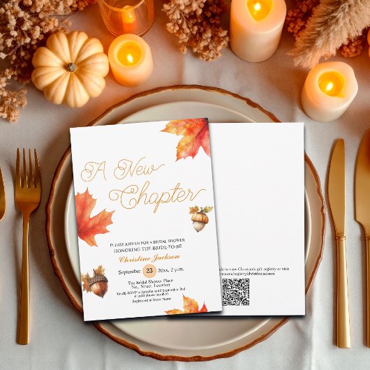 A New Chapter Maple Tree Leaves Bridal Shower  招待状