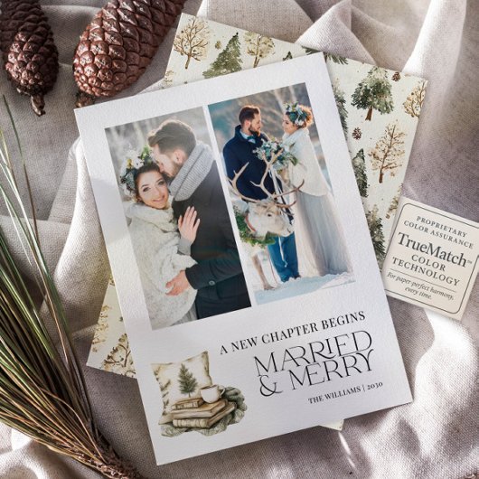 A New Chapter Married & Merry Cozy Neutral 2 Photo シーズンカード
