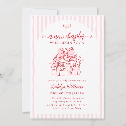 A New Chapter Pink Baby Shower 招待状 (正面)