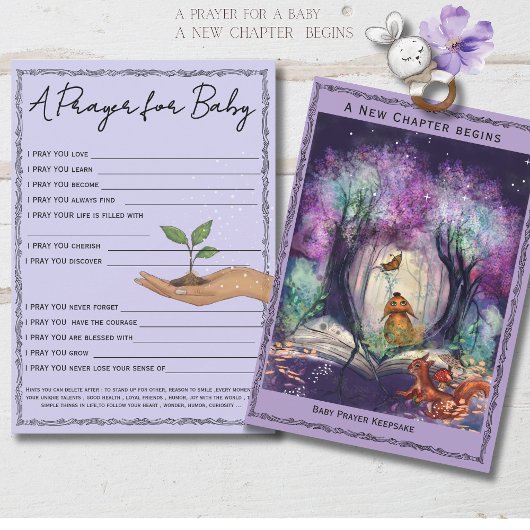 A New Chapter Storybook Forest  Baby Prayer Card 招待状