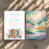 A New Chapter Watercolor Book Bridal Shower 招待状