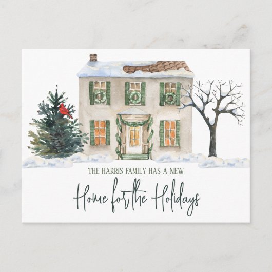A New Home for the Holidays Moving Annucement Pos ポストカード (正面)