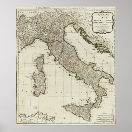 A new map of Italy with the islands of Sicily ポスター (正面)