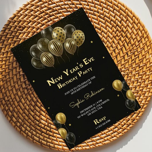 A New Year's Eve birthday party invitation with go 招待状