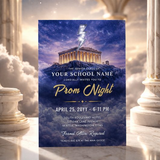 A Night on Mount Olympus Trendy Prom Invitation 招待状