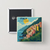 A Nostalgic Classic Travel Poster – Amalfi Coast 缶バッジ (正面&裏面)