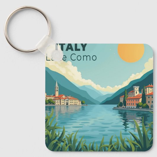 A Nostalgic Classic Travel Poster – Italy Lake Com キーホルダー (正面)