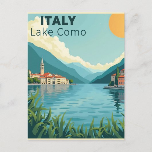 A Nostalgic Classic Travel Poster – Italy Lake Com ポストカード (正面)