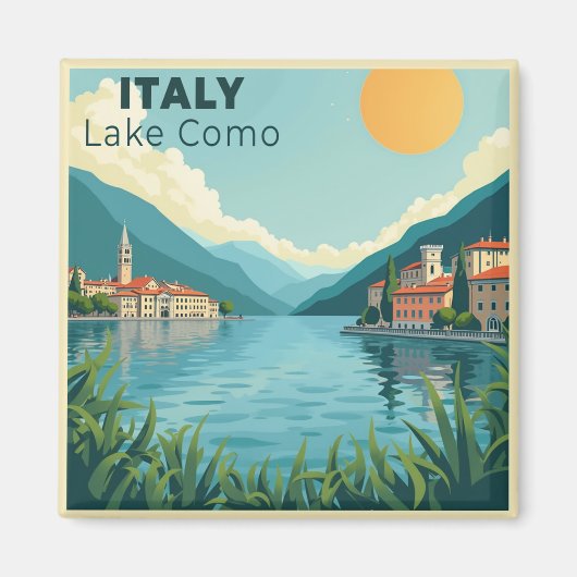 A Nostalgic Classic Travel Poster – Italy Lake Com マグネット (正面)