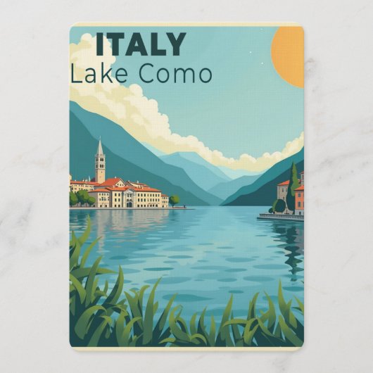 A Nostalgic Classic Travel Poster – Italy Lake Com 招待状 (正面)