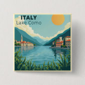 A Nostalgic Classic Travel Poster – Italy Lake Com 缶バッジ (正面)