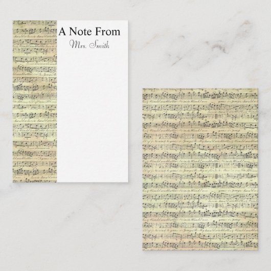 A Note from Data Sheet Music Noteミュージシャン ノートカード (正面/裏面)