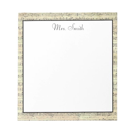 A Note from Data Sheet Music Noteミュージシャン ノートパッド (正面)