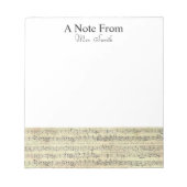 A Note from Data Sheet Music Noteミュージシャン ノートパッド (正面)