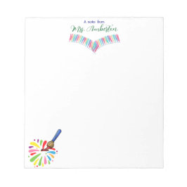 “A Note From” Kindergarten Colorful Art Teacher ノートパッド