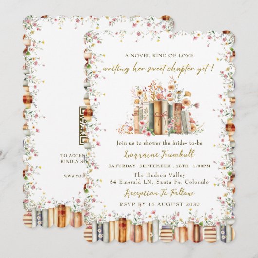 A Novel Kind of Love - Book Story Bridal Shower 招待状 (正面/裏面)