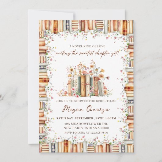 A Novel Kind of Love Book Theme Bridal Shower 招待状 (正面)