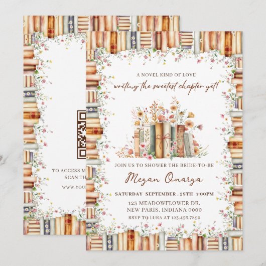 A Novel Kind of Love Book Theme Bridal Shower   招待状 (正面/裏面)