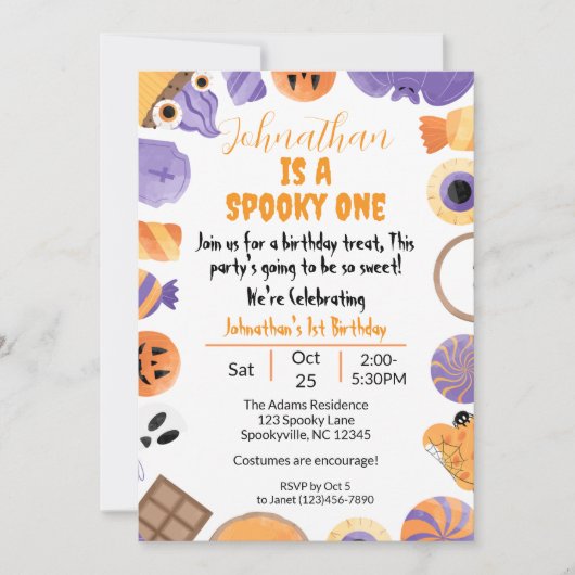 A One 不気味"ハロウィーン1回目の誕生日招待状 招待状 (正面)