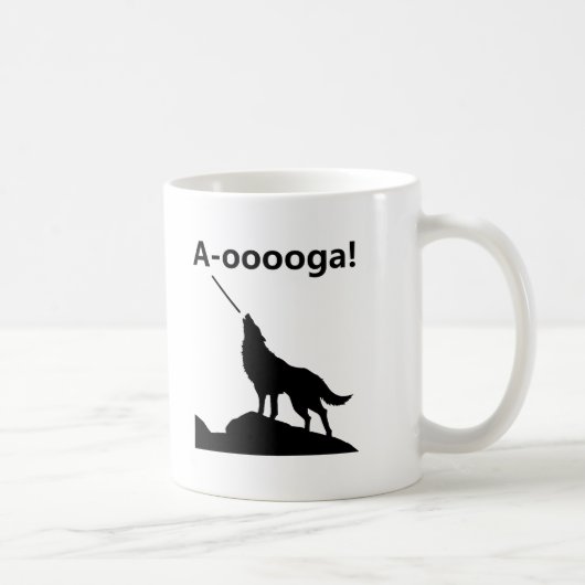 "A-OOOOOOGA!" オオカミ 楽しいマグカップ コーヒーマグカップ (右)