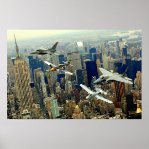 A P-51ムスタン, F-16戦闘《鳥》ハヤブサ, F-15ワシ, ポスター