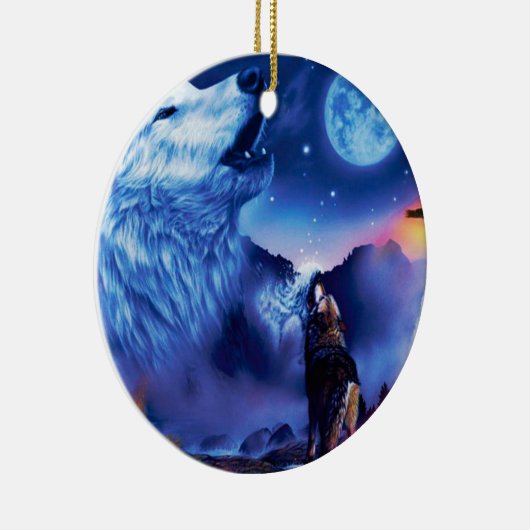 A pack of wolves on a dark night セラミックオーナメント (右)