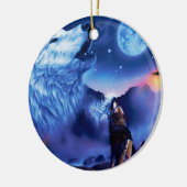 A pack of wolves on a dark night セラミックオーナメント (左)