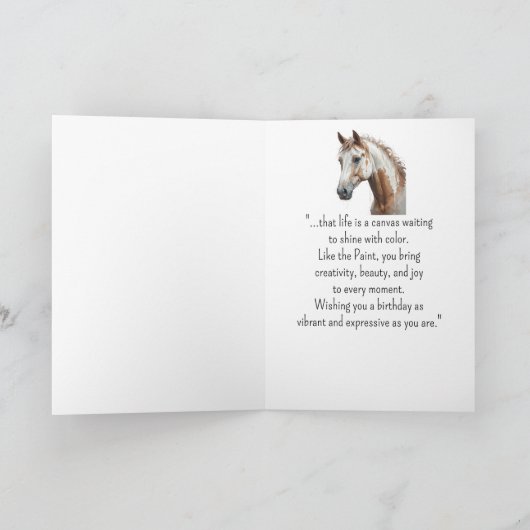 A Paint Horse Personality Birthday カード (内部)