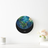 A painting of the earth in a space ラウンド壁時計 (ホーム)