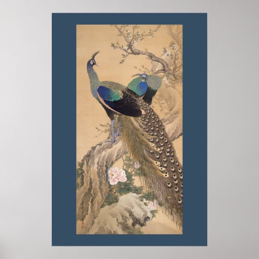 A Pair of Peacocks in Spring by Imao Keinen ポスター (正面)