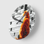 A-PAL Tinted Orange Tabby Cat Painting Custom ラウンド壁時計 (傾斜)