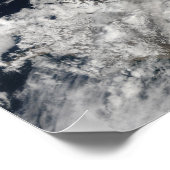 A pale gray ash plume blows from the summit ポスター (角)