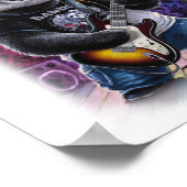 A Panda Guitarist having Fun on a White ポスター (角)