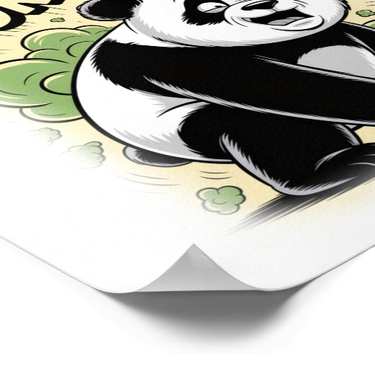 A Panda makes a Fart on a White ポスター (角)