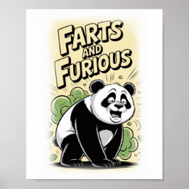 A Panda makes a Fart on a White ポスター