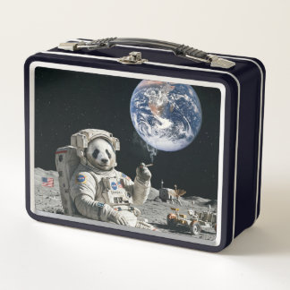 A panda smoking a cigarette on the moon メタルランチボックス