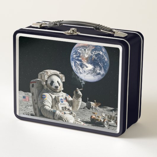 A panda smoking a cigarette on the moon メタルランチボックス (正面)