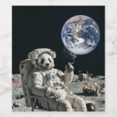 A panda smoking a cigarette on the moon ワインラベル (シングルラベル)