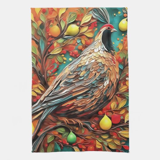 A Partridge In A Pear Tree キッチンタオル (縦)