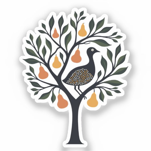 A Partridge In A Pear Tree Cut-Out Stencil Retro 5 シール (正面)