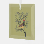 A Partridge In A Pear Tree Cut-Out Stencil Retro 7 ガラスオーナメント (正面左)