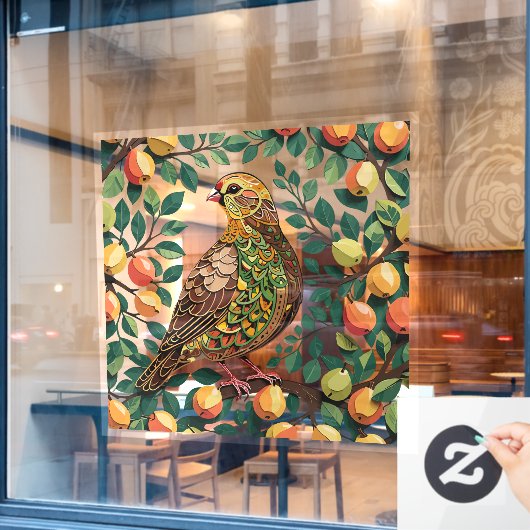 A Partridge In A Pear Tree Cut-Out Stencil-Style ウィンドウサイン (カフェ窓)