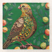 A Partridge In A Pear Tree Cut-Out Stencil-Style ガラスコースター (正面)