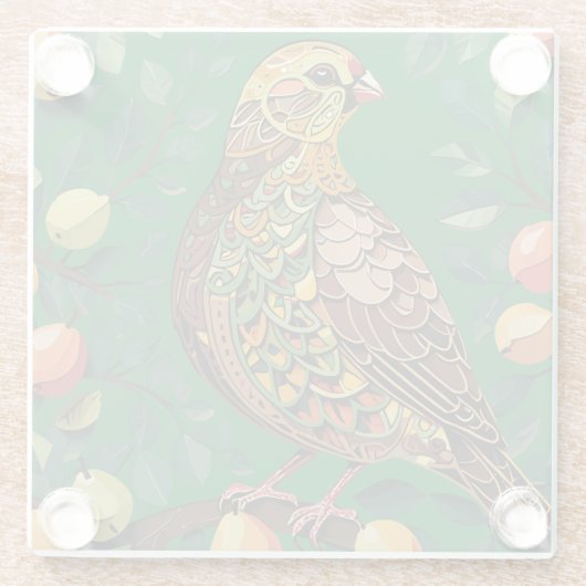 A Partridge In A Pear Tree Cut-Out Stencil-Style ガラスコースター (裏面)