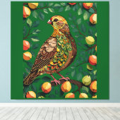 A Partridge In A Pear Tree Cut-Out Stencil-Style キャンバスプリント (インサイチュ (ウッドフロア))