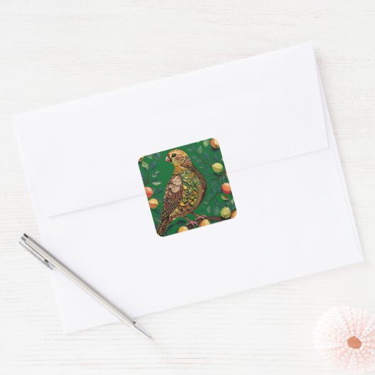 A Partridge In A Pear Tree Cut-Out Stencil-Style スクエアシール (封筒)