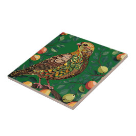 A Partridge In A Pear Tree Cut-Out Stencil-Style タイル