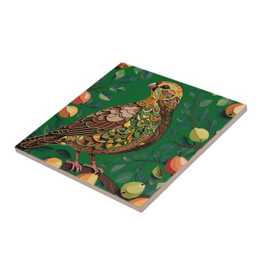 A Partridge In A Pear Tree Cut-Out Stencil-Style タイル (側面)