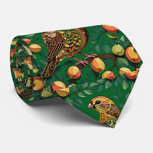 A Partridge In A Pear Tree Cut Out Stencil Style ネクタイ (ロール)